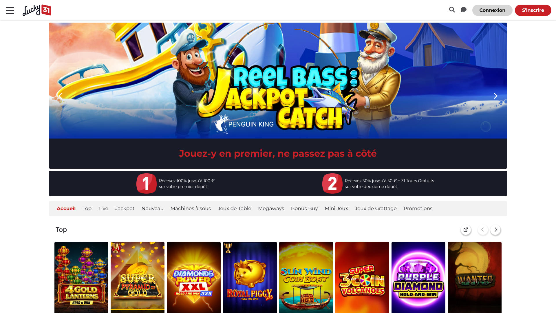 Capture d'écran du site Lucky 31